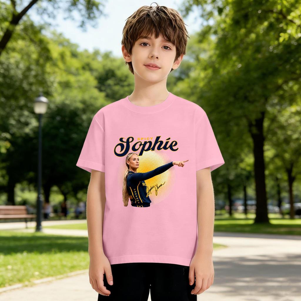Kids Printed Round Neck Short Sleeve Loose Fit T-Shirt Casual Summer Top