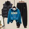 Plush and Thick Hoodie Cotton Vest Casual Sports Pants 3-piece Fashionable Female Student Sports Set Winter Tracksuit Outfits
