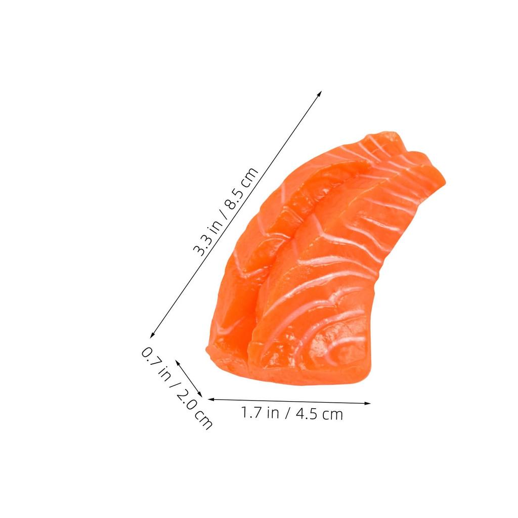 FRCOLOR Set of 3 Imitation Salmon PVC Realistic Sushi Food Model for Food Photography Restaurant Inches Slices, Display, Props, Decoration,