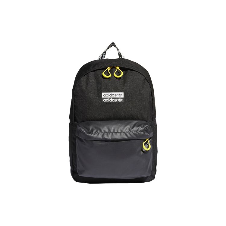 Adidas Originals White Logo Sports Zipper Backpack Unisex Backpack Black FM1293 Black