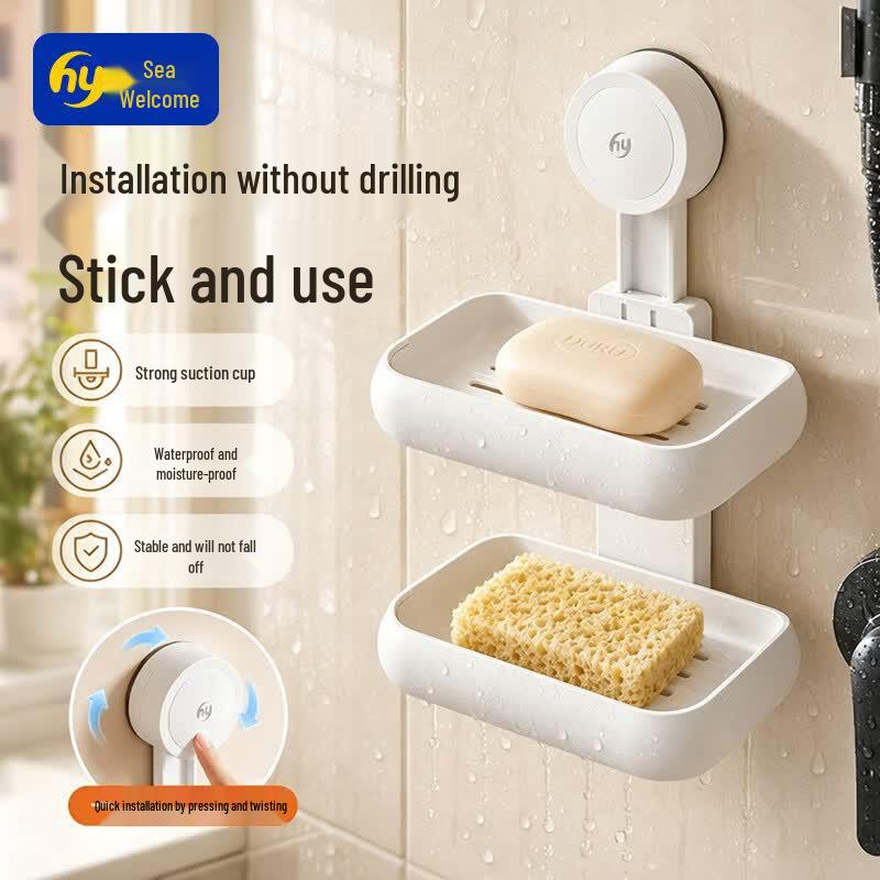 HAYAN HY Punch-Free Suction Cup Double Soap Dish