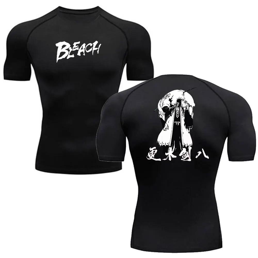 Anime Bleach Męska Koszulka Sportowa BJJ Rashguard MMA Kompresyjna Męska Koszulka na Siłownię Fitness Boks Koszulki Szybkoschnąca Treningowa Oddychająca Koszulka Top