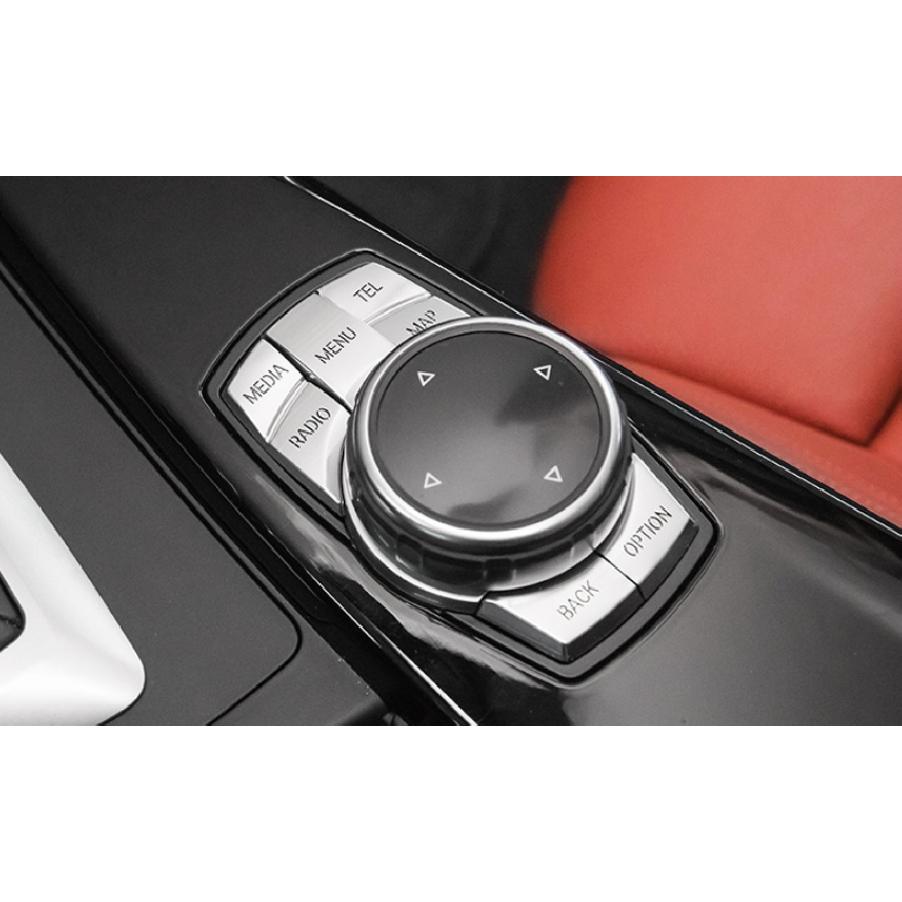 Fit For BMW X5 X6 2014 2015-2018 Silver Aluminum Console Multimedia Knob Cover