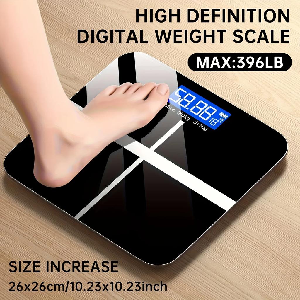 Multi-Purpose LED Body Weight Scale Up to 396 Pounds/180 Kilograms, Tempered Glass Bathroom Scale for Home-Portable
