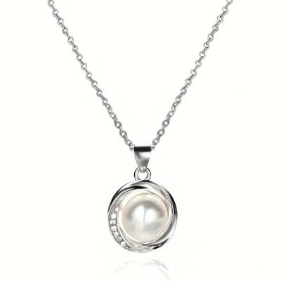 Huitan Elegant Trendy Imitation Pearl Pendant Necklace For Women Wedding Party Engagement Versatile Accessories Zircon Gift