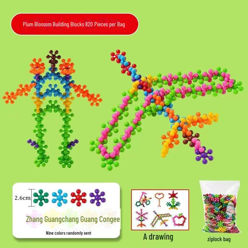 3D Drehbarer Pflaumenblüten-Baustein-Puzzle für Kinder