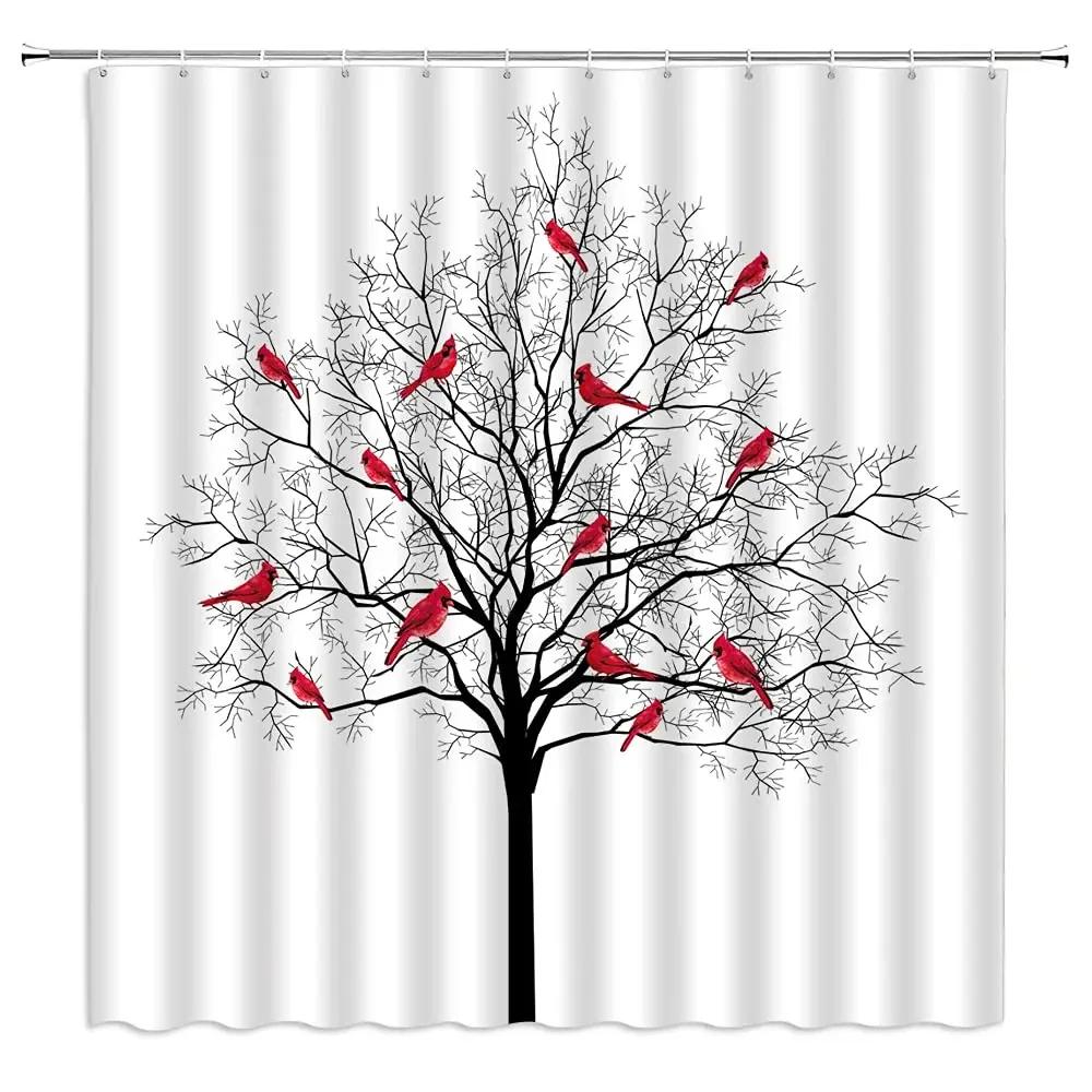 Forest Moon Shower Curtain for Bathroom Dark Black Nature Gothic Tree Scenery Foggy Woodland Bath Curtain Bathroom Decor,Hooks