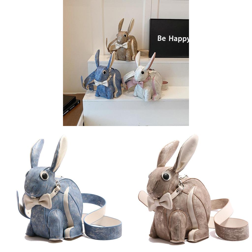 Borsa a tracolla con coniglietto dei cartoni animati con chiusura a zip per uso quotidiano casual