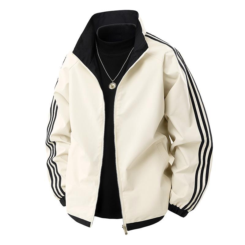 Three-bar Double-sided Jacket Couples Spring Single Jacket Jacket Jacket Men and Women Trench Coat Casual Sportswear
