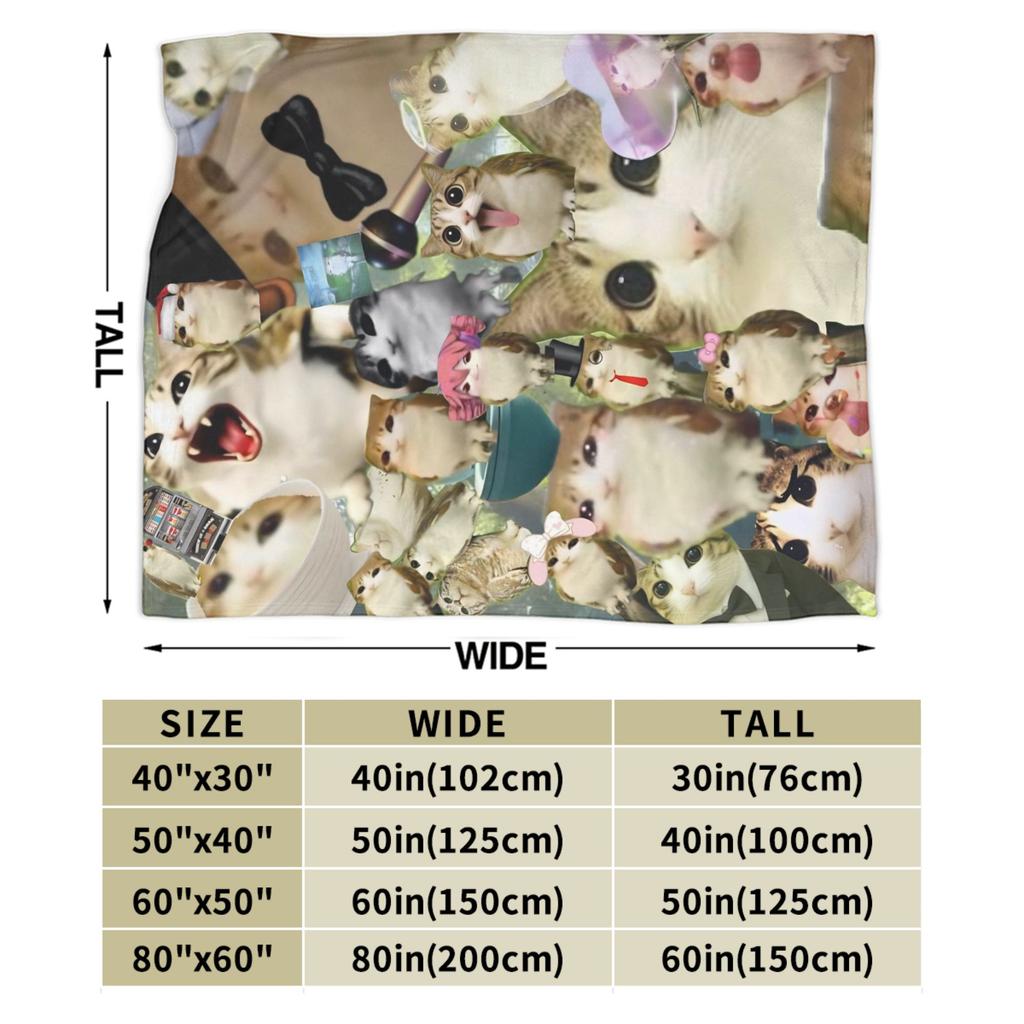 Meowl Katze Eule Meme Wurfdecke für Sofa Weiche Gemütliche Plüschdecke 50x60 Zoll Mehrere Größen Tagesdecken für Alle Jahreszeiten