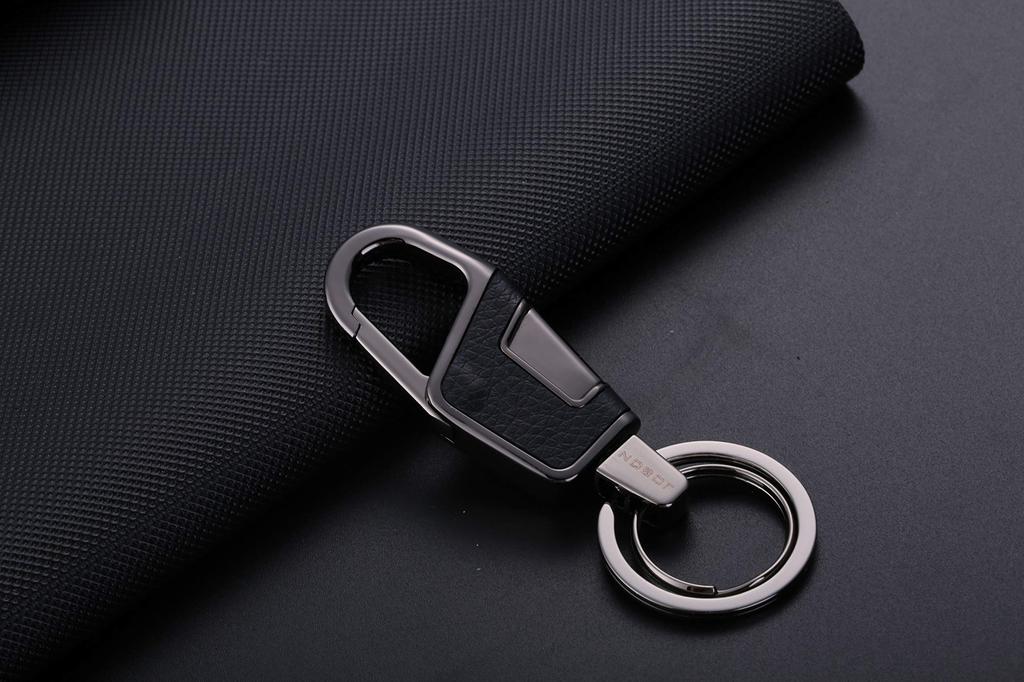 Zinc Alloy and Black Leather Keychain Set with Two Keychains Box [AIXUAN] (Gift Included) (Type 1)