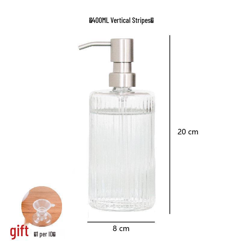 

400ml Glass Pump Dispenser Bottle for Hand Sanitizer, Shampoo, Shower Gel, or Soap with Stainless Steel.
