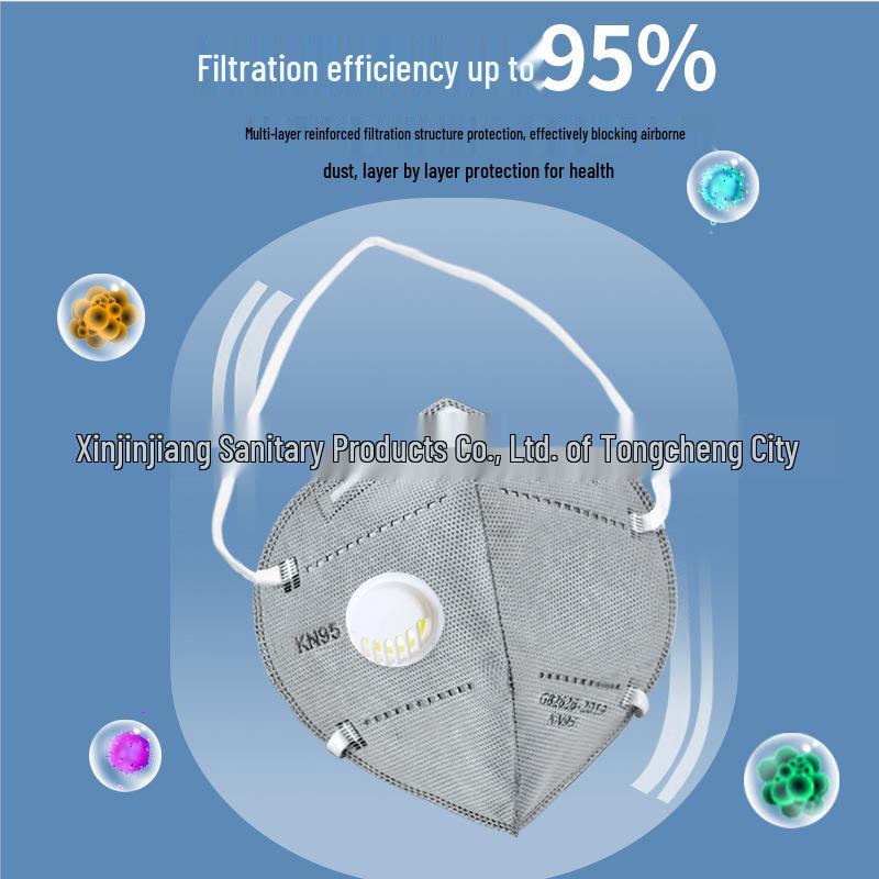 KN95 Carbon Mask with Breathing Valve, Dust & Smog Protection, Head-Mounted for Adults