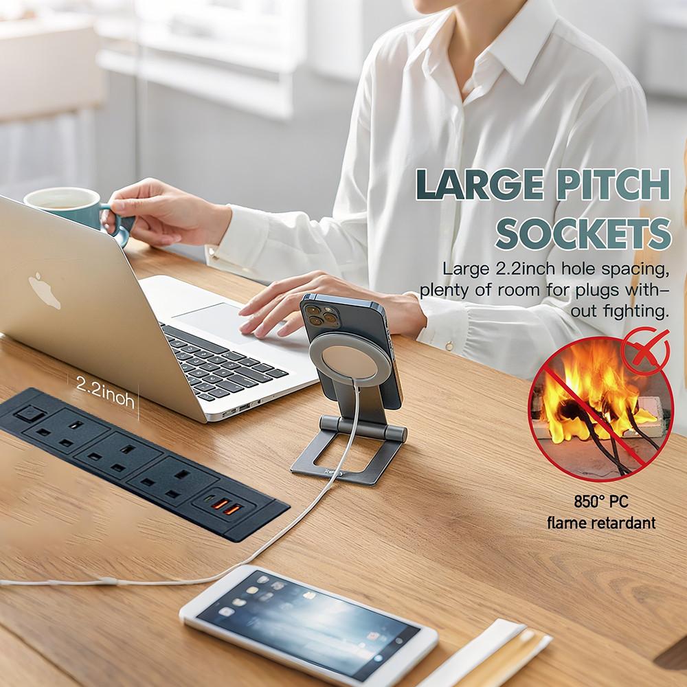 Eingebaute Desktop-Verstecksteckdosenleiste Home Office Verdeckte Steckdose USB Typ-C Verlängerung Stromleiste AC110-250V Steckdose