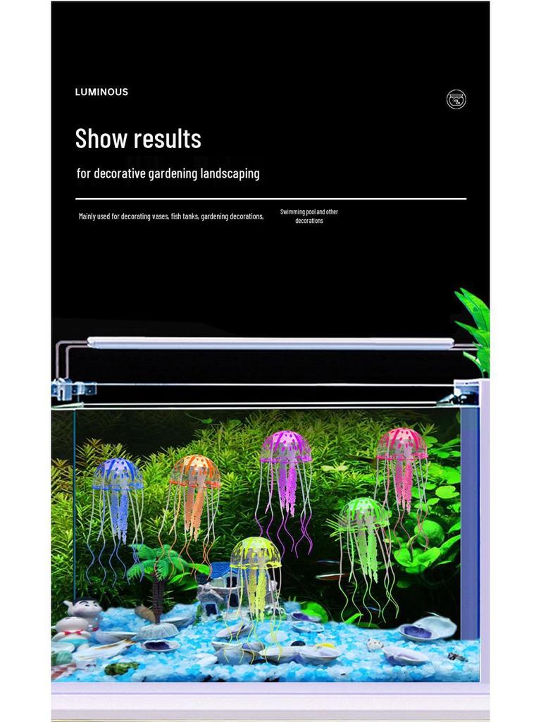 Floating Fluorescent Silicone Jellyfish Aquarium Decoration