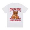 Stop Talking Start Mewing T-Shirt Funny Cute Cat Meme Graphic Short Sleeve T Shirts 100% Cotton Comfort Loose T-shirts Oversized