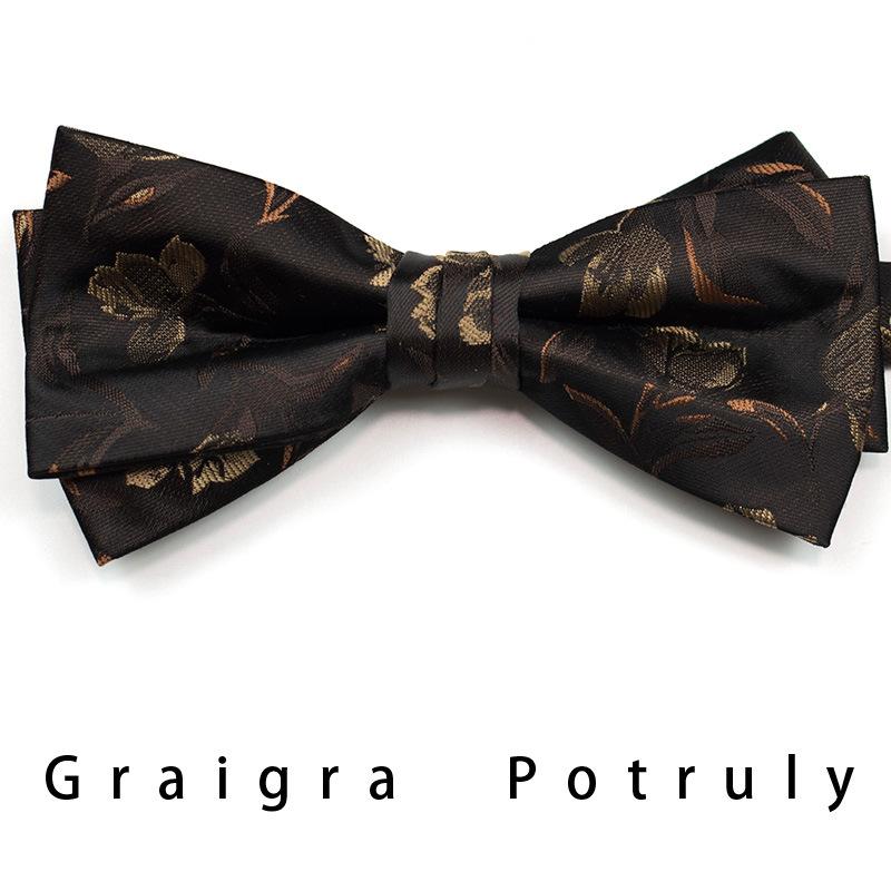 Men'S Formal Business Tie 8Cm Trend Ethnic Style Guochao Chinese Style Bow Tie Pocket Towel Set Retro Coffee