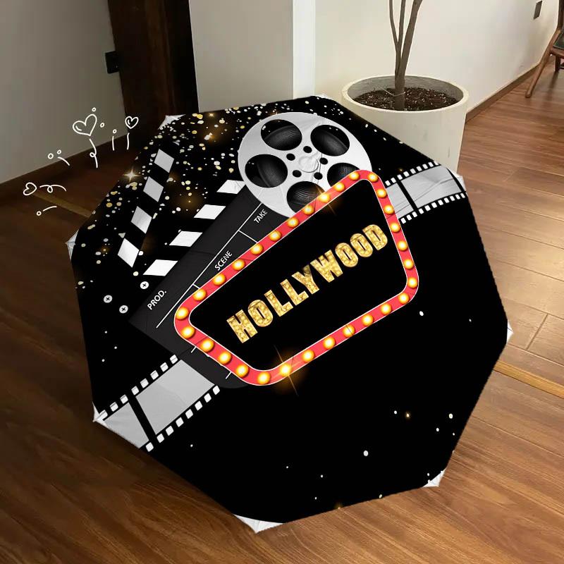 1pc Hollywood Filmstrip Themed High-quality Umbrella,Automatic Opening and Closing Umbrella,Multi-functional Umbrella G0811184