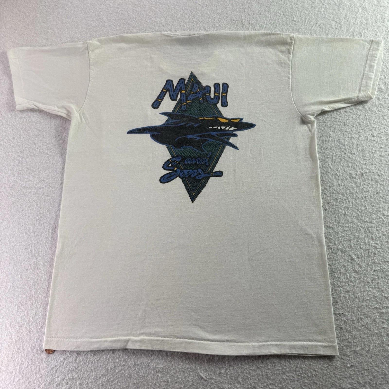 

Vintage Maui and Sons T-Shirt Shark Pocket Tee Surf 90’s Single Stitch USA Small M