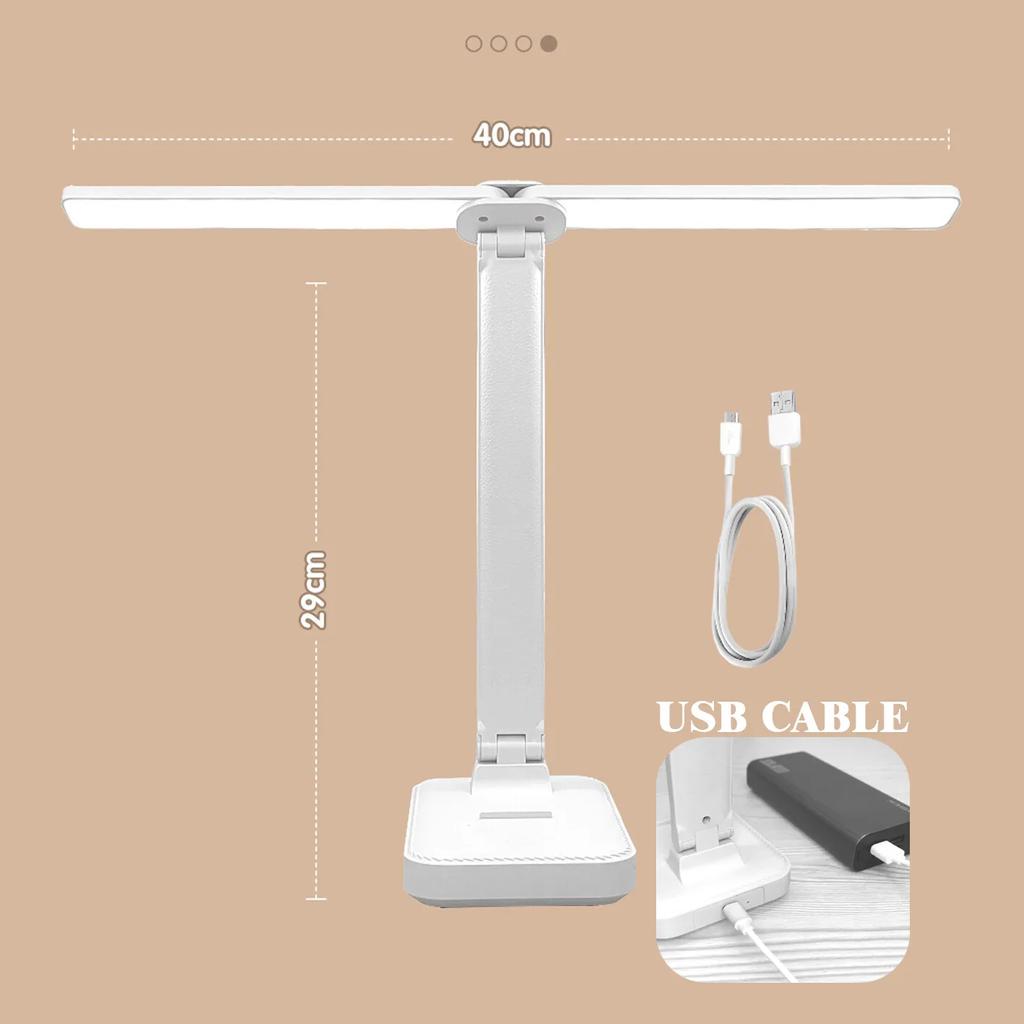 LED Desk Lamp 3 Levels Dimmable Touch Night Light USB Rechargeable Eye Protection Foldable Table Lamp Bedroom Bedside Desk Lamps