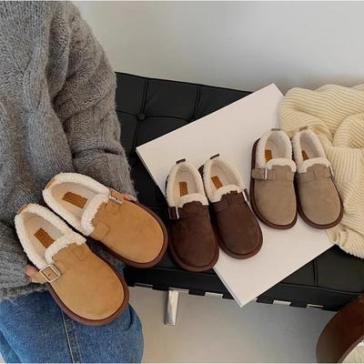 Fashion Woman Flats Round Toe Casual Sneakers Female Slip-on Loafers Winter Retro Fleece Flat Fur Slip On New Slip-on Warm Cotton Shoes