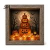 Seasonal Interior Decor Halloween Shadow Box Frame DIY Lighted Craft Kit, Wooden Night Light with Unique Gift for Lovers Sea Glass Stones, Gothic LED