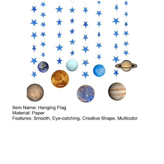 1 Set Hängeflagge, realistisch aussehende glatte Kante mit Glitzersternen, verschleißfest, breite Anwendung, Universum, acht Planeten, Wanddekoration zum Aufhängen