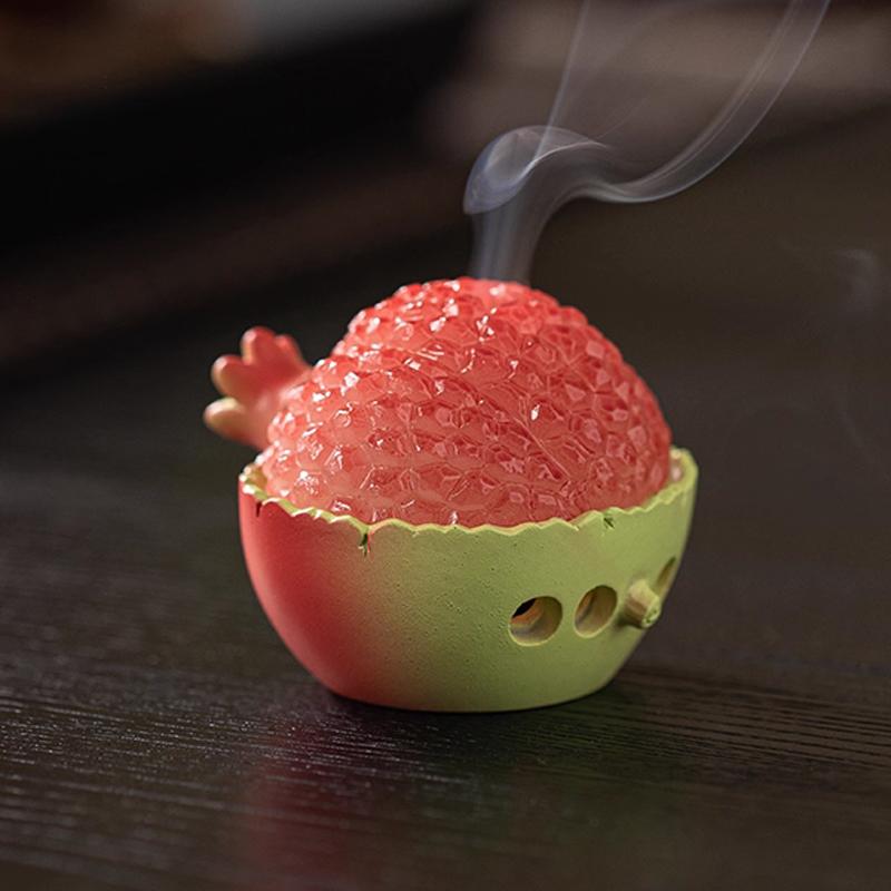 Creative Fruit Pomegranate Lychee Shape Mini Aromatherapy Furnace, Home Indoor Zen Tea Ceremony Decor, Small Incense Burner, 1Pc