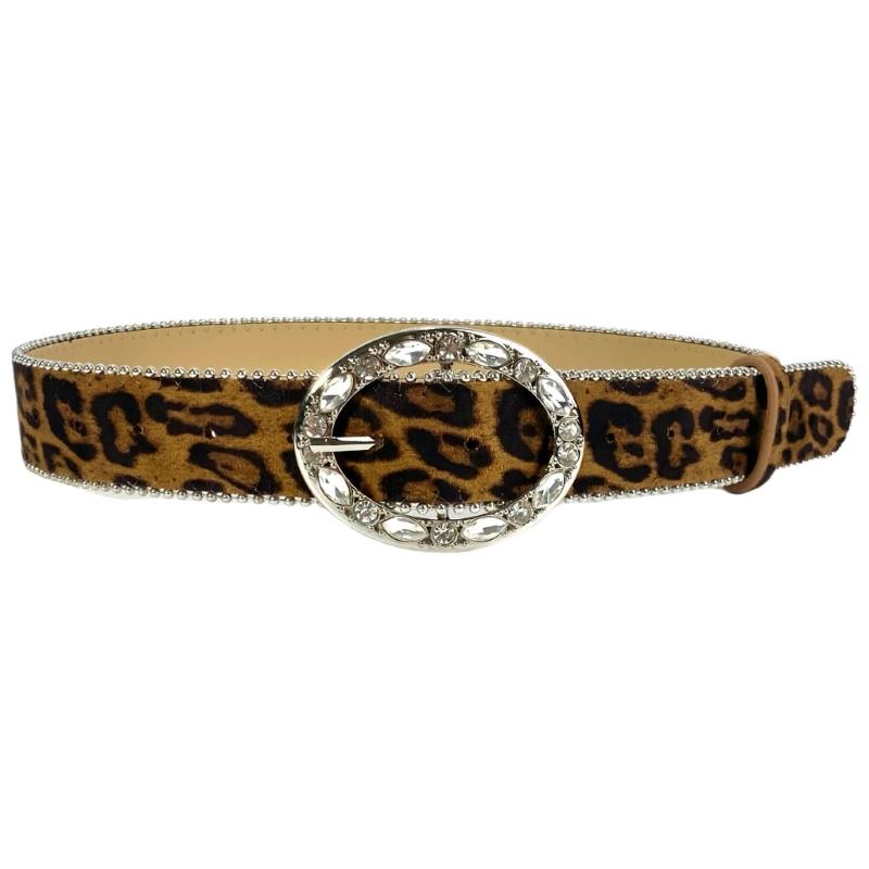 

Animal Print Belt Trendsetting Leopards Wide Waistband Daily Use Waist Belt for Everyday Wear