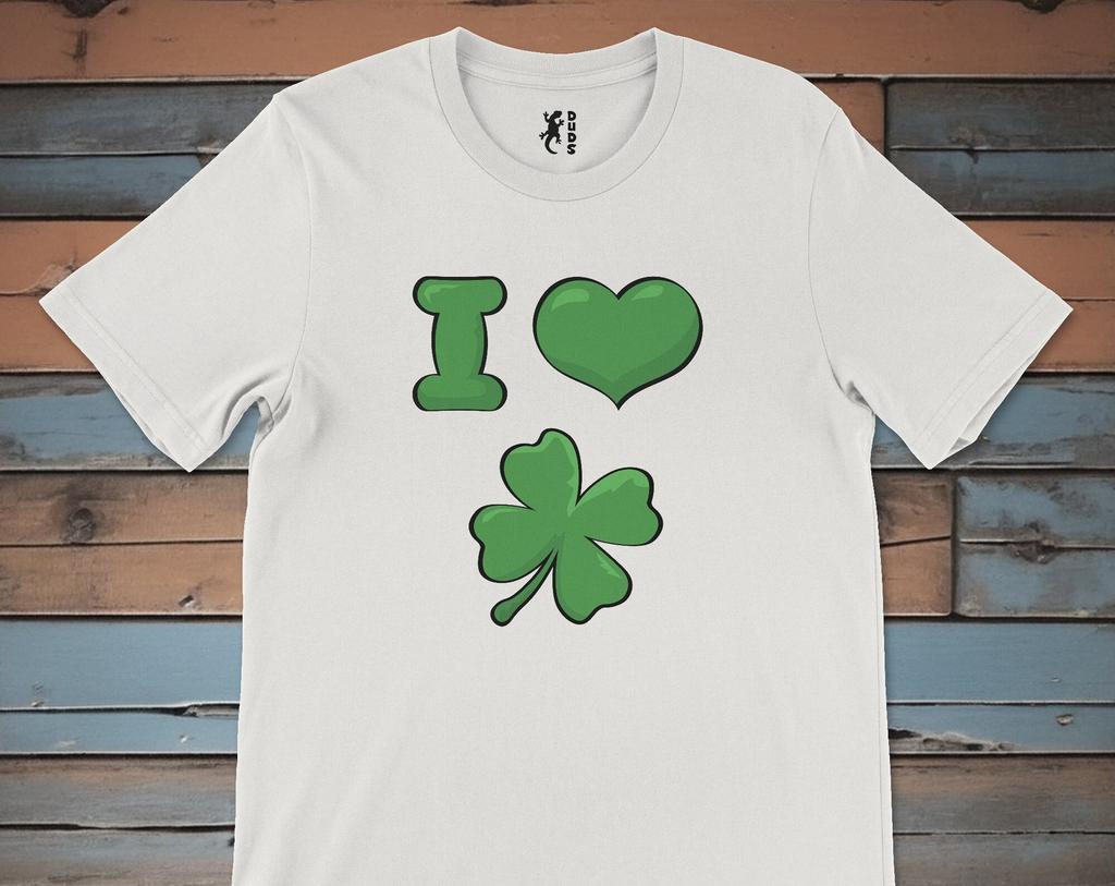 Lucky Irish I Heart Four Leaf Clover Short Sleeve Tee to celebrate St Patricks Day