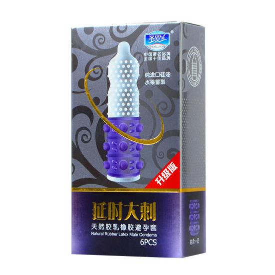6Pcs Men Latex Contraceptive Condoms Sex Toys Delay Ejaculation Penis Sleeve
