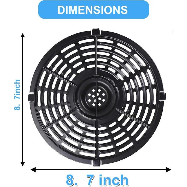 Air Fryer Grill Pan for Power XL 5QT Air fryer, 8.7'' 5QT Round Non-Stick Replacement Tray Rack Parts Accessories Crisper Plate Grill Plate,