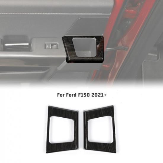 Black Wood Grain Rear Door Handle Cup Holder Panel Trim Cover For Ford F150 21+