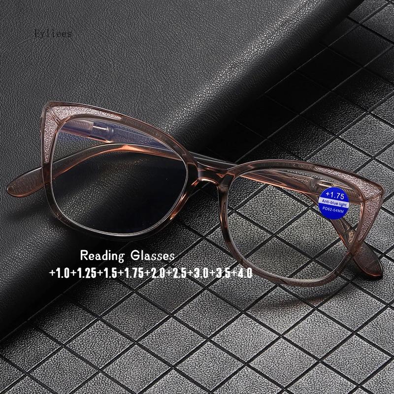 +1.0 +1.25 +1.75 +1.5 To +4 Cat Eye Reading Glasses Women Fashion Design Anti Blue Light Prescription Presbyopia Eyeglasses