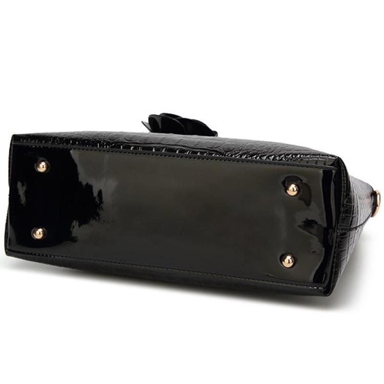 Women Shoulder Bag Ladies Bag Patent Leather Crocodile Pattern Handbag Diagonal Shoulder Bag Shell Bag Female Bag