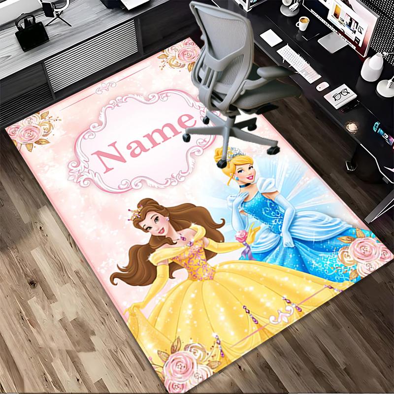 Personalized Name Princesses' Garden Living Room Non-Slip Area Rug Soft Carpet for Bedroom Kids Playroom Sofa,Office Home Decor Doormat