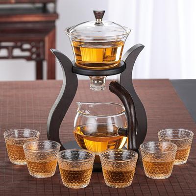 Semi Automatic Tea Set, Glass Lazy Kung Fu Tea Cup Set, Living Room Tea Making Artifact, Household Magnetic Suction Tea Pot, Chinese Style