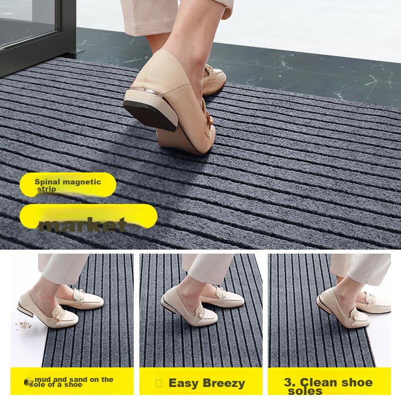 Boneng Striped Entrance Mat, Doorway Carpet, Entrance Doormat, Cuttable, Gray, 80x120cm