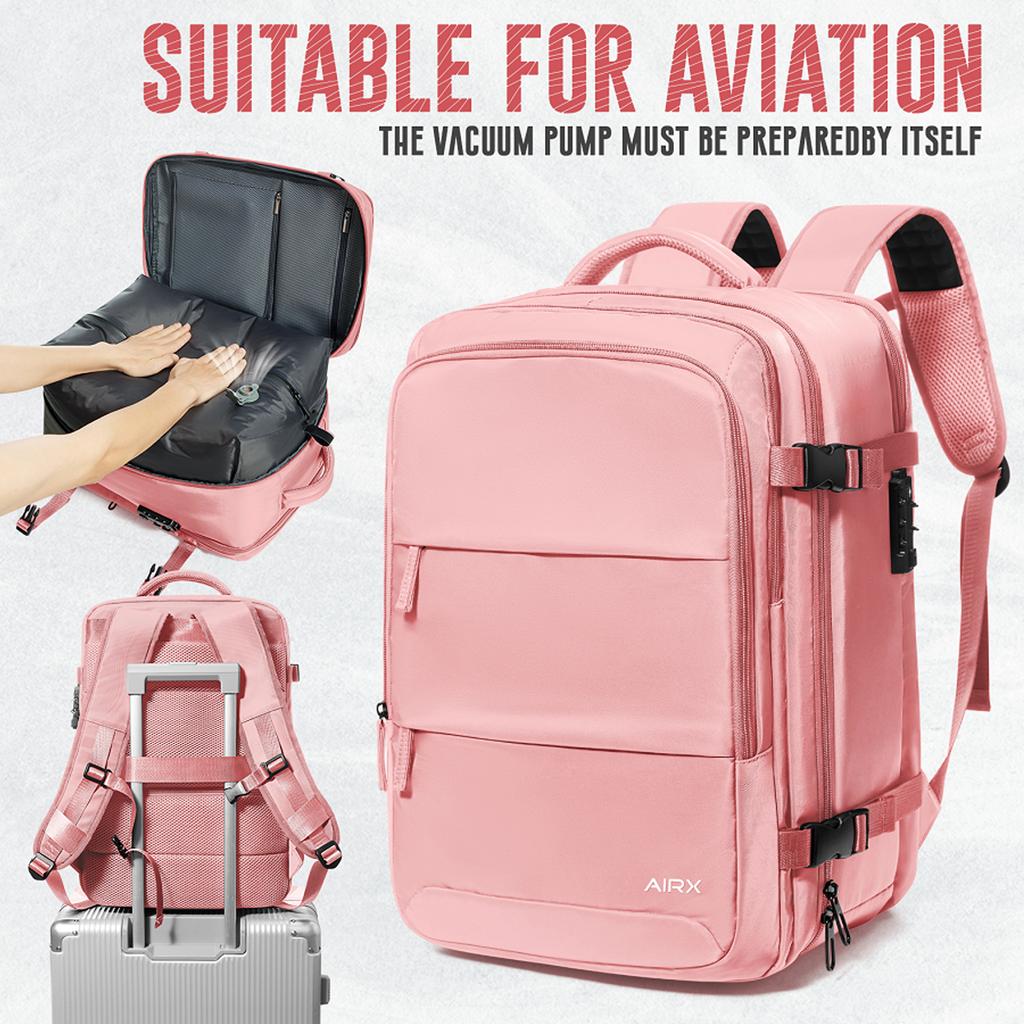 Large-Capacity Air Vacuum Compression Travel Backpack Men Business Computer Bag Black Bag Hand Luggage Backpack Cabin Bag