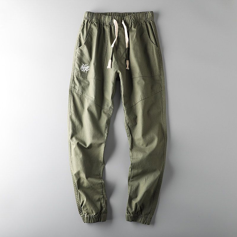 Export Tail Order Men s Label Cutting Cattle Goods Cargo Pants Fashion Brand Ankle Banded Autumn Pants Export Original Order Embroider Casual Pants Army Green 3XL