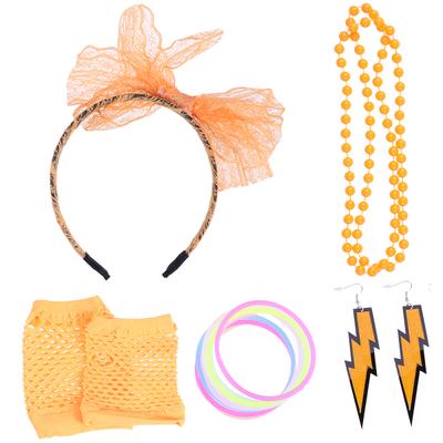 Festivals Hen Parties 80/'s Neon Orange Fishnet Fingerless Gloves Fancy Dress