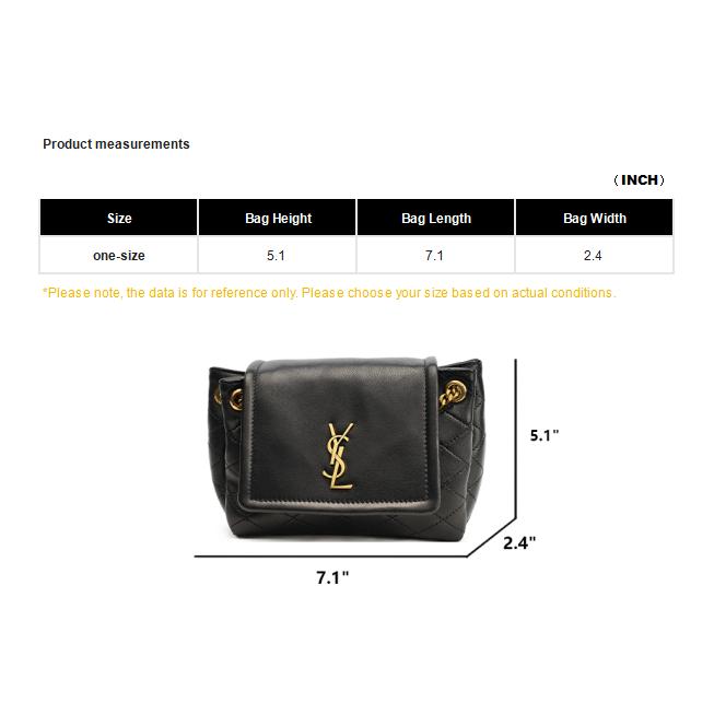Saint Laurent Ysl Nolita Gold Logo Quilted Chain Leather Crossbody Bag Mini Women bags Black 672738-1EL07-1000