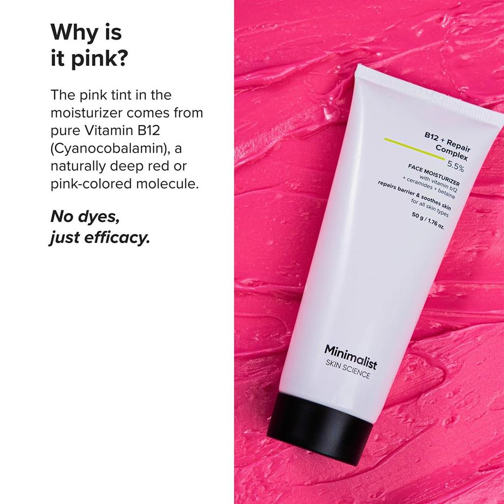 Minimalist Barrier Repair Face Moisturizer With Vitamin B12 & Ceramides | Hydrating, Soothing Gel For All Skin Types | 50 gm