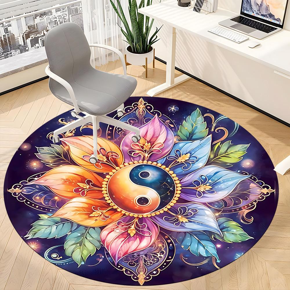 1PC Yin Yang Symbol Chair Carpet for Office, Indoor Non-Slip Washable Carpet, Soft Comfortable Mat For Office Room Yy250930301