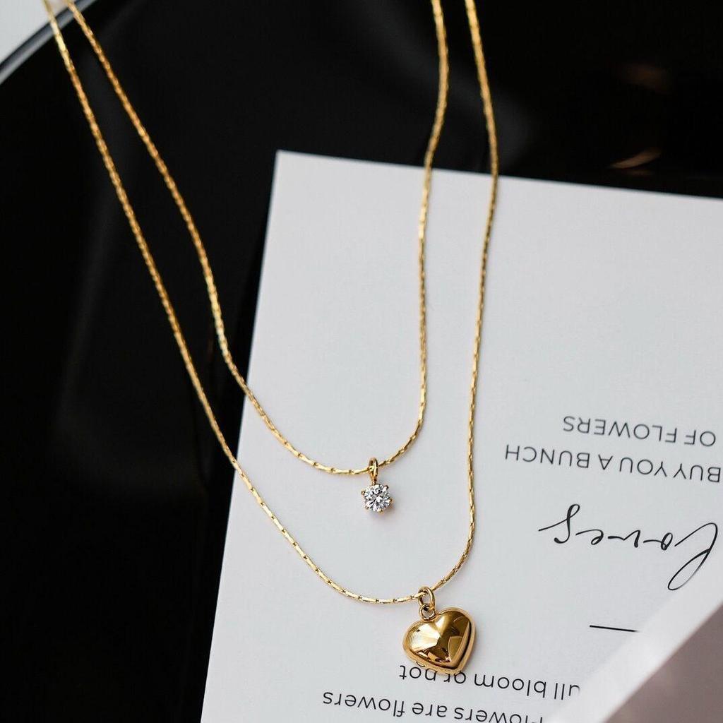 Modern Stylish Heart-Shaped Double Layer Pendant Necklace