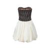 Women Splice Lace Strapless Dress Sexy Contrast High Waist A Line Puffy Mini Dresses Lady 2025 Spring Summer New Club Dress