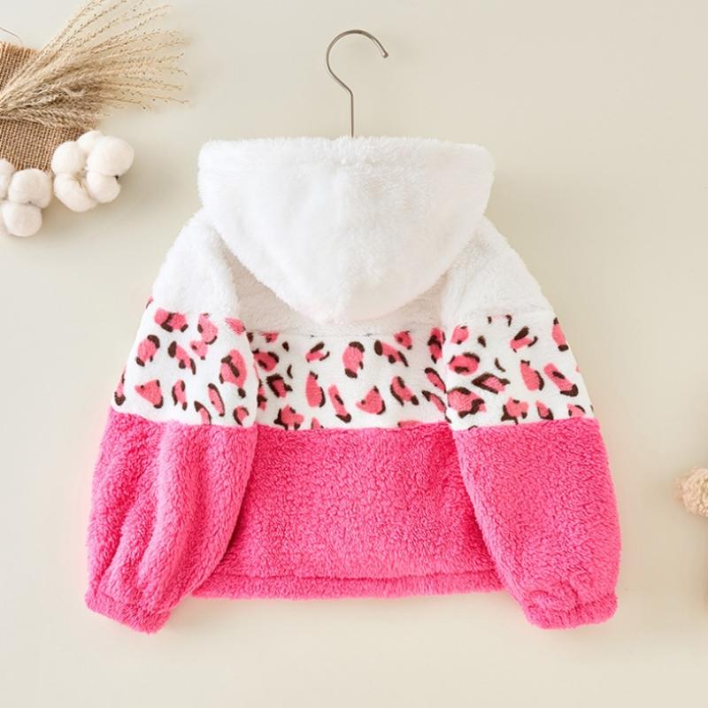 Mädchen-Kapuzenjacke mit Print, stilvoll und warm, mit kontrastfarbenen Nähten und durchgehendem Reißverschluss