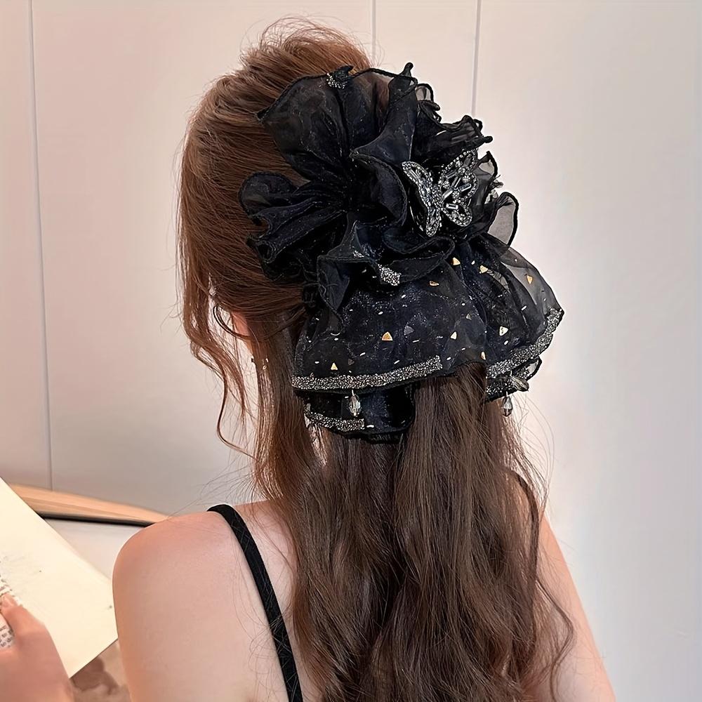 1PC Mesh Butterfly Hair Clip, Women's Fashion Shiny Butterfly Mesh Disc Hair Clip