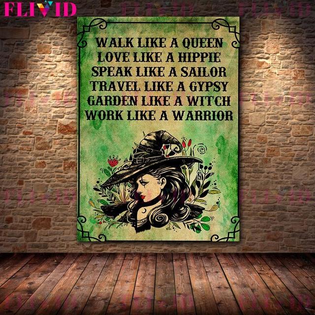 Plant Witches and Soul Witches Vintage Wall Art Canvas Painting Wizardry Garden Gifts Vintage Posters and Printing