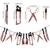 Halloween Bloody Knife Garland Flag Suitable for Haunted House Banners Halloween Birthday Party Indoors Yard Decoration Supplies